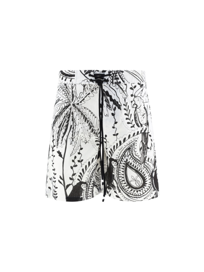 Alanui Printed Cotton And Linen Shorts In Multicolor