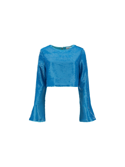 Ganni Top  Woman Color Gnawed Blue