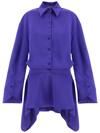 Attico Asymmetric-hem Shirt Dress In Vivid Violet