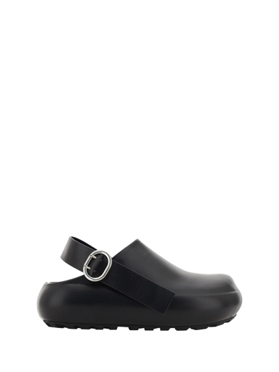 Jil Sander Slingback Flat Leather Clogs In Multicolor