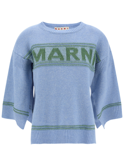 Marni Intarsia-logo Virgin-wool Sweater In Multicolor