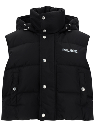 Dsquared2 Sleeveless Down Jacket In Multicolor