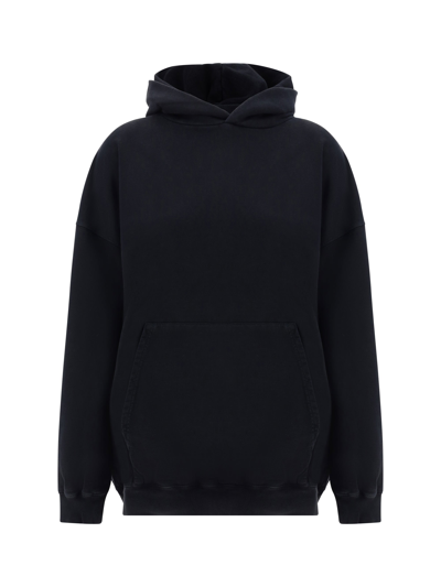 Balenciaga Logo Cotton Hoodie In Silver