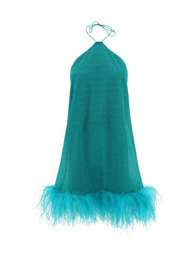 Oseree Lumiere Plumage Mini Mini Dress In Aquamarine