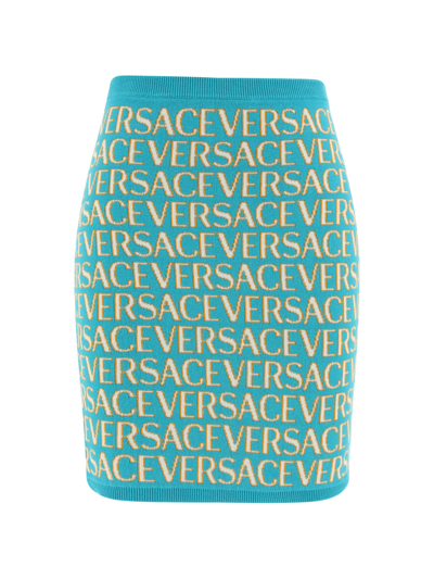 Versace Skirt In Turquoise