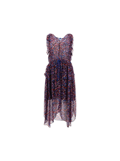 Isabel Marant Étoile Fadelo Floral-print Sleeveless Midi Dress In Blue