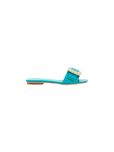 Rodo Buckle-detail Flat Mules In Multicolor