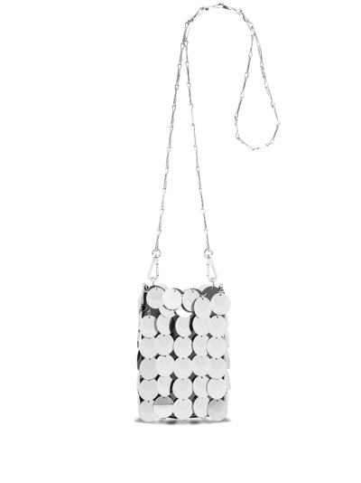 Rabanne Mini Sparkle Hobo Bag In Silver