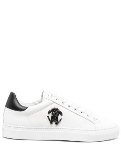 Roberto Cavalli Logo-plaque Leather Trainers In White