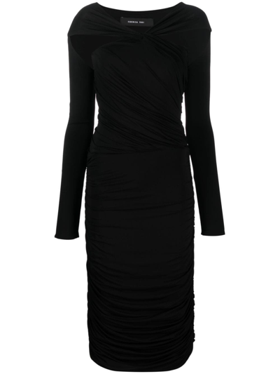 Federica Tosi Ruched-detailing Long-sleeve Dress In Black