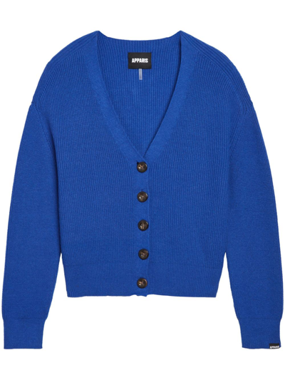 Apparis Andi Ribbed-knit Cardigan In Blue