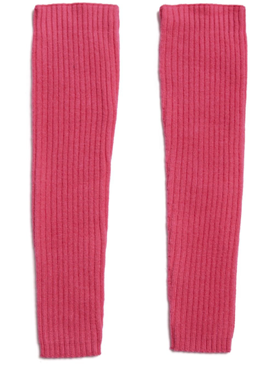 Apparis Ribbed-knit Fingerless Gloves In Pink