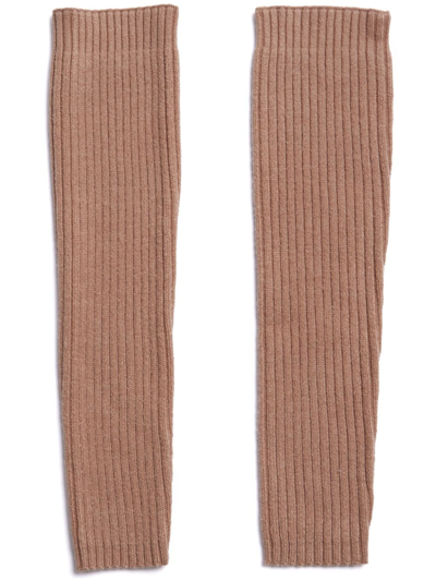 Apparis Ribbed-knit Fingerless Gloves In Neutrals