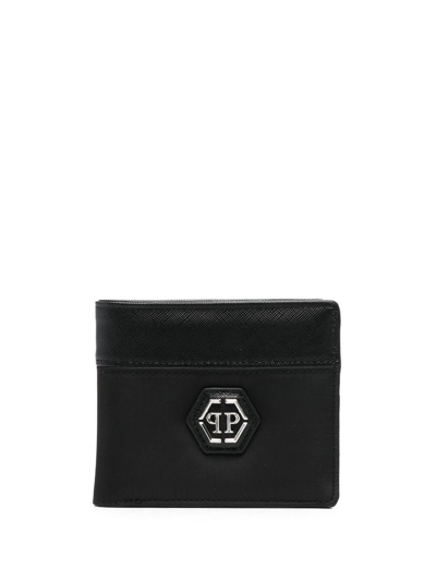 Philipp Plein Hexagon-plaque Bifold Wallet In Black