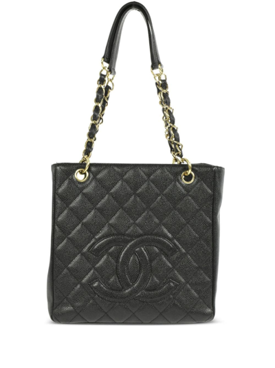 Pre-owned Chanel 2002 Petite Shopping Tote Bag In Black