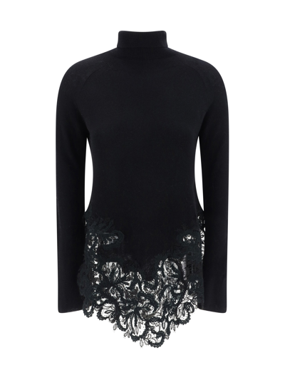 Ermanno Scervino Corded-lace Cashmere Jumper In Black