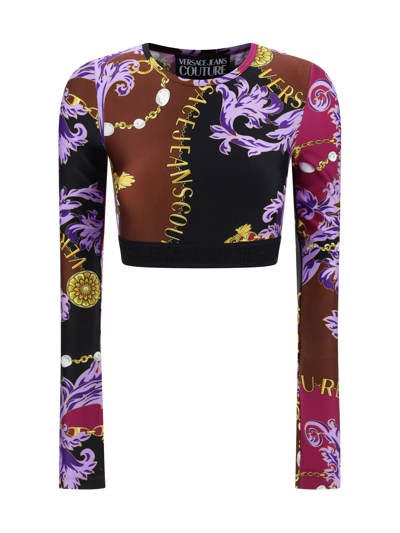 Versace Jeans Couture Printed Cropped Top In Crimson