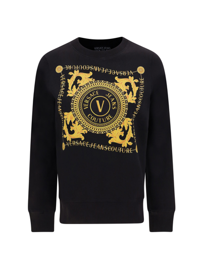 Versace Jeans Couture Logo Couture-print Cotton Sweatshirt In Black