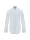 Paul Smith Slim-fit White Poplin Cotton Shirt With 'artist Stripe' Cuff Lining In White