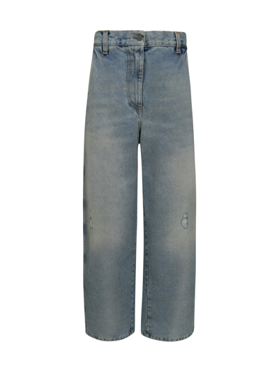 Palm Angels Wide Leg Jeans In Blue