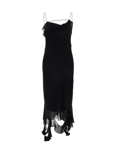 Acne Studios Ruffled Strappy Dress In Black
