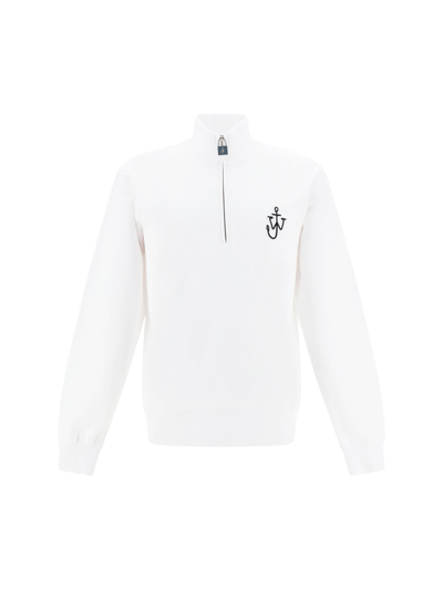 Jw Anderson Cotton Padlock Half-zip Sweater In White