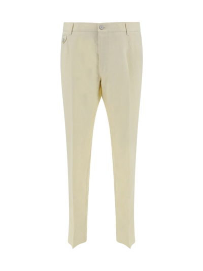 Dolce & Gabbana Pleated Linen Straight-leg Suit Trousers In Multicolor