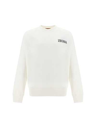 Zegna Logo-embroidered Cotton-blend Sweatshirt In Multicolor