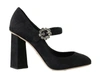 Dolce & Gabbana Black Brocade High Heels Mary Janes Shoes In Black