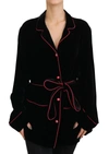 Dolce & Gabbana Black Button Belted Blazer Viscose Jacket In Black