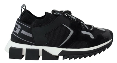 Dolce & Gabbana Black Mesh Sorrento Trekking Trainers Shoes In Black And Grey