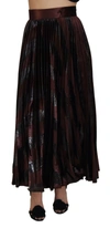 DOLCE & GABBANA DOLCE & GABBANA BROWN POLYESTER HIGH WAIST A-LINE MAXI WOMEN'S SKIRT