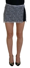 DOLCE & GABBANA DOLCE & GABBANA WHITE LOGO SEE THROUGH A-LINE MINI WOMEN'S SKIRT