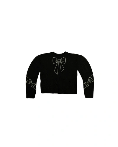Batsheva Babies' Bow Jacquard Sweater In Black