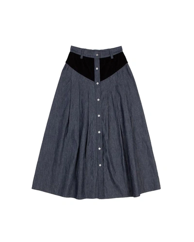 Batsheva Denim Patch Skirt In Grey