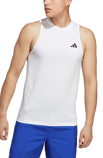 Adidas Originals Men's Essentials Slim-fit Feelready Training Tank In White/ Black