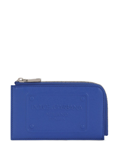 Dolce & Gabbana Logo-debossed Zip-around Long Wallet In Blue
