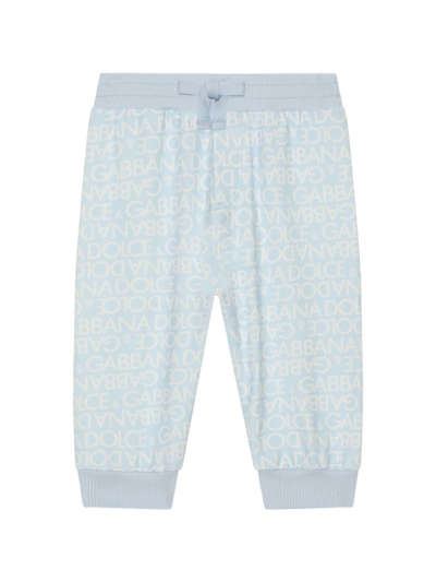 Dolce & Gabbana Babies' Logo-print Knitted Leggings In Blue