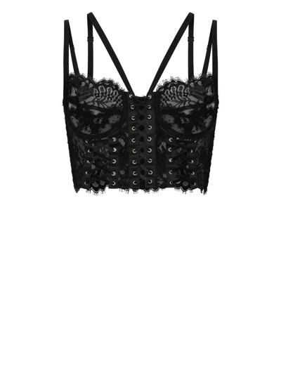 Dolce & Gabbana Lace Underwear Corset With Straps And Eyelets In Black