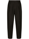 DOLCE & GABBANA PINSTRIPE WOOL TAPERED TROUSERS