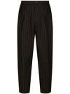 Dolce & Gabbana Wool Pinstripe Skinny Trousers In Black