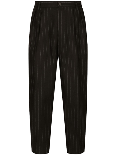 DOLCE & GABBANA PINSTRIPE WOOL TAPERED TROUSERS