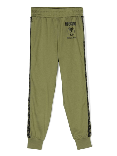 Moschino Kids' Logo-print Cotton Sweatpants In Olive