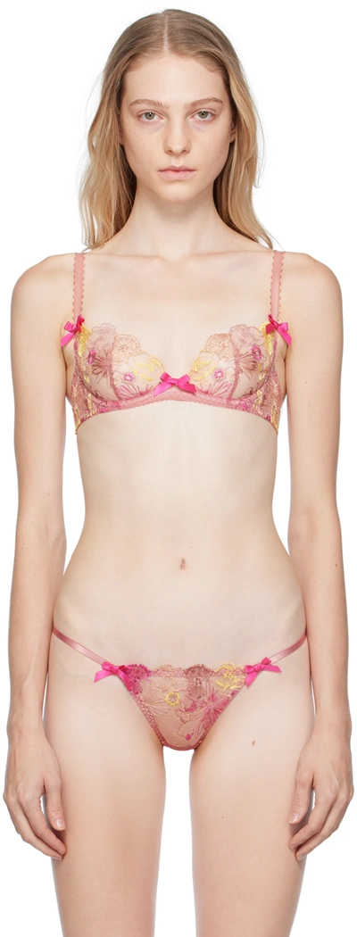 Agent Provocateur Women's Zuri Floral-embroidered Bra In Dusky Pink Yellow