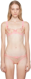 Agent Provocateur Tessy Satin-trimmed Embroidered Tulle Underwired Soft-cup Bra In 650691 Pink/sand