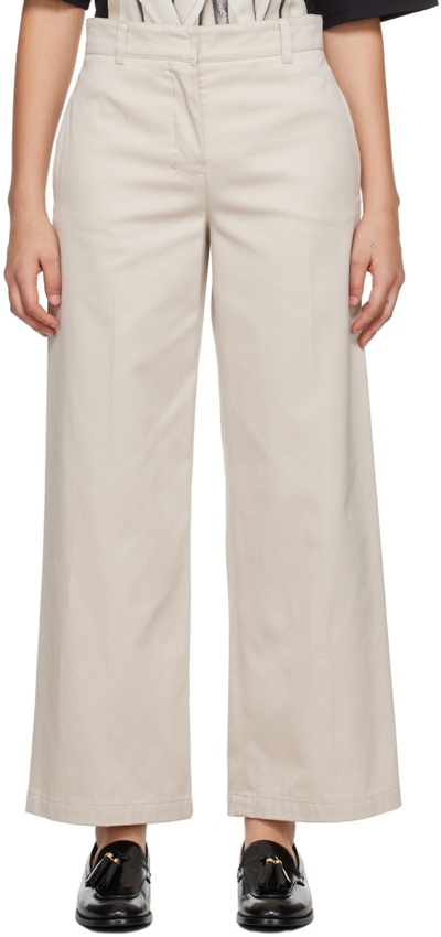 S Max Mara Beige Creased Trousers In 006 Ecru