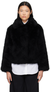 Yves Salomon Short Fur Sleeve Jacket In C99 Noir