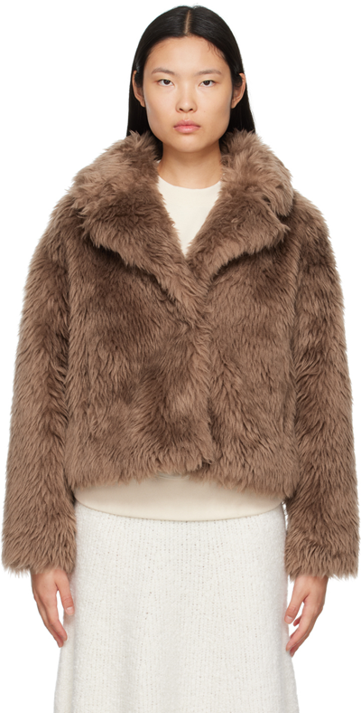 Yves Salomon Toscana Faux-fur Jacket In A2104 Marron Glace