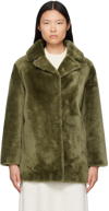 YVES SALOMON GREEN NOTCHED LAPEL COAT