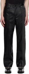 FENG CHEN WANG BLACK PANELED FAUX-LEATHER JEANS